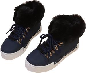 Зимние женские ботинки для снега с коротким голенищем, большой размер, с утепленным флисом, толстые ботинки для холодной погоды Fenlogft, Dark Black