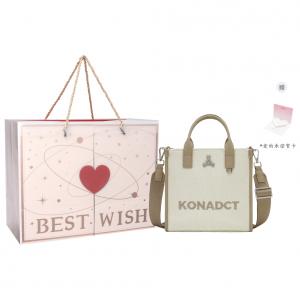 KONADCT Искусственная кожаная сумка-шоппер через плечо унисекс среднего размера черная, Khaki Deep Love Box