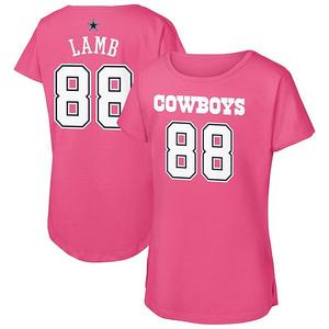 Футболка Dallas Cowboys с именем и номером игрока для девочек, цвет lamb pink Outerstuff