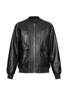 Кожаная куртка на молнии Ps Paul Smith, черный
