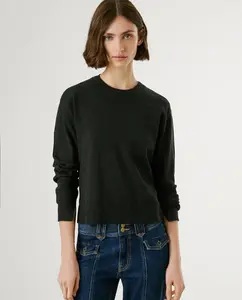 Женский джемпер с круглым вырезом и вышитым логотипом Pepe Jeans, черный