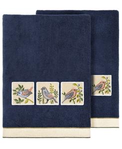 Набор банных полотенец Belinda из турецкого хлопка, состоящий из 2 предметов, украшенных вышивкой Linum Home, цвет marine