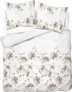 Постельное белье, сатиновое постельное белье, высокое качество 160х200 5325б Бежевые цветы Detexpol