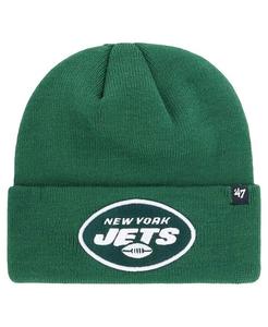 Мужская зеленая вязаная шапка New York Jets Primary с манжетами '47 Brand