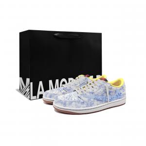 Трэвис Скотт X Air 1 винтажные баскетбольные кроссовки унисекс лоу-топ White Jordan, синий