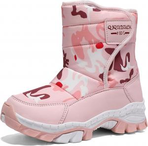 Зимние ботинки для мальчиков и девочек, ботинки с искусственным мехом средней длины, детские снежные сапоги, теплые резиновые сапоги для малышей и малышей, обувь для прогулок JEUROT, Pink