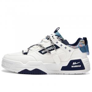 Мужские низкие скейтерские кеды Warrior с амортизацией и износостойкой подошвой, бежево-синие (сетчатая версия)