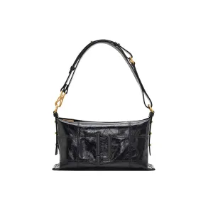 Сумка из коровьей кожи универсальная через плечо кросс-боди PECO грязно-белая с ремнём новой кожи текстурой древесной коры