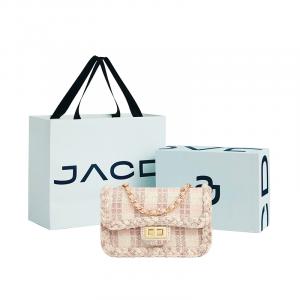 JACD Твидовая сумка через плечо малая женская бело-черная, Pink Plaid