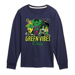 Футболка с длинным рукавом Marvel Green Vibes Only для мальчиков 8-20 Licensed Character, Navy