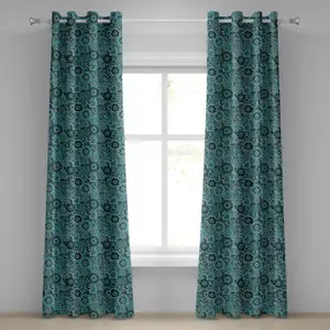 Шторы на люверсах ABAKUHAUS в этническом стиле с узором пейсли, листьями, персидскими цветами, восточно-азиатскими цветами, декоративные двухпанельные шторы, 280 см x 225 см, темно-зеленые Abakuhaus