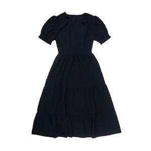 Женское летнее платье casual с коротким рукавом, v-образным вырезом и сборкой Inspire Chic, Black