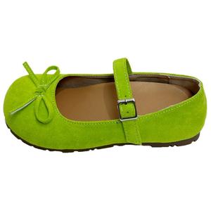 WUJI Зеленые женские балетки на плоской подошве 1,5 см, цвет Green