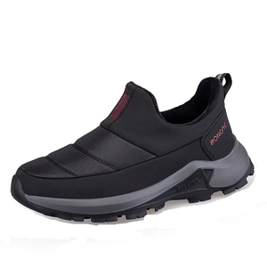 Легкие, амортизирующие, нескользящие, термокроссовки унисекс RONGSHI, Black Men'S Fleece-Lined