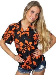 Блуза King Kameha Hibiscus Black Line, оранжевый