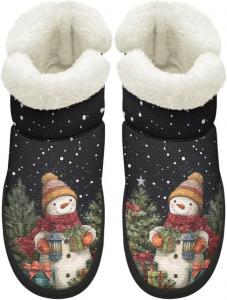 Женские зимние ботинки KEIAHUAN с мехом, теплые и утепленные, мини-ботильоны на платформе для снега, Christmas Snowman