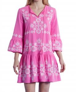 Хлопковая вышитая туника в дерзком розовом Tyler Boe