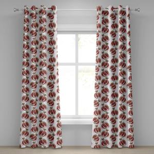ABAKUHAUS Фрукты с петельками Гранат Цветущий Размытый Акварель Средиземноморский вкус Изображение кустарника Декоративные 2-панельные оконные шторы 280 см x 260 см Красный Умбра Коричневый Пудрово-розовый