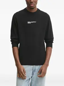 Свитер с вышитым логотипом и круглым вырезом Karl Lagerfeld Jeans, черный