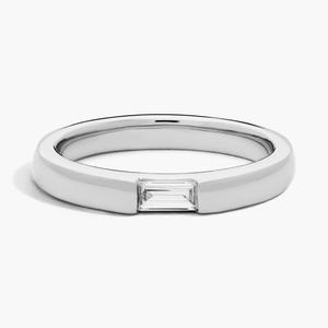 Кольцо ZAC ZAC POSEN East West с одним бриллиантом багетной огранки из платины (2,6 мм, 1/6 карата). Blue Nile