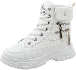 Женские зимние ботинки на платформе, теплые кроссовки с меховой подкладкой, походные водонепроницаемые ботинки с молнией Hhhchpm, White