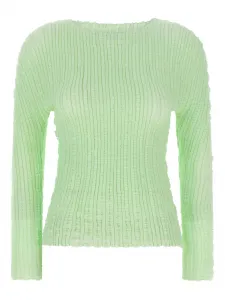 Плиссированный топ с вырезом-лодочка Issey Miyake, зеленый