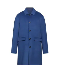 Синее шерстяное пальто Paolo Pecora, синий