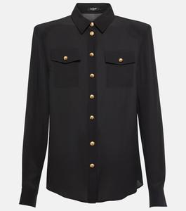 Рубашка из крепдешина BALMAIN, черный