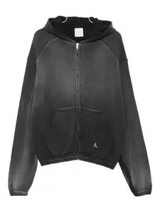 Толстовка с капюшоном из вафельной вязки на молнии ROA, черный