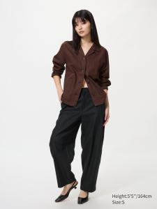 Зауженные брюки из льна и хлопка Uniqlo, 09 black