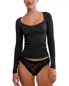 Динамичный дуэт, топ с длинными рукавами Free People, черный