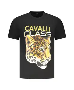 Футболка с изображением головы ягуара Cavalli Class, черный