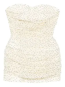 Платье мини со сборками в горошек Magda Butrym, нейтральный
