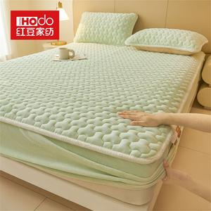 Red Bean Home Textiles Простыня на резинке из велюра 90х200 см, утолщенная, цвет Mint Green