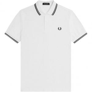 Поло с полосатой отделкой FRED PERRY, белый