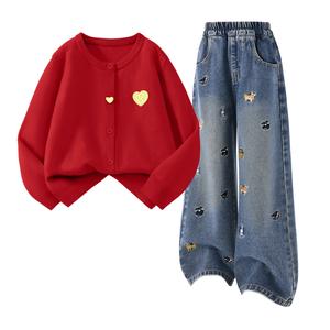 Детская повседневная спортивная одежда Disney, Solid Color Red+Solid Color Denim Blue