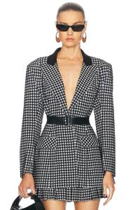 Однобортная куртка для верховой езды для мальчиков Norma Kamali, цвет Large Houndstooth & Black