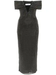 Платье макси со стразами Self-Portrait, черный