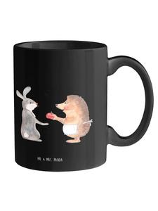 Кружка Кролик Ежик без слов в черном Mr. & Mrs. Panda