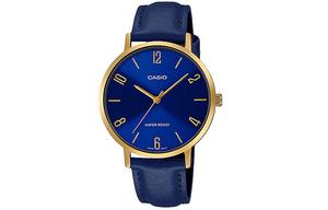 Стандартная серия Кварцевый механизм Кожаные ремешки для часов Женские часы Голубой циферблат CASIO