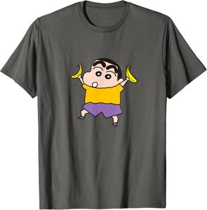 Футболка с изображением манги, карандаша, Шин-чана и банана Шин-чана Crayon Shinchan, асфальтово-серый