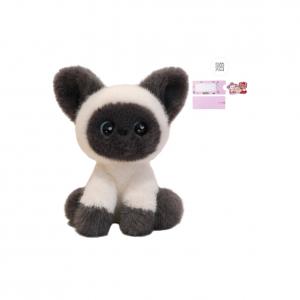 AOLETU Очаровательная сиамская кошка три цветка милый стиль маленькая белая кошка плюшевая кукла высота 24cm