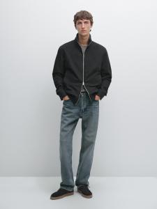 Куртка с персиковым эффектом и нашивками на локтях Massimo Dutti, темно-синий