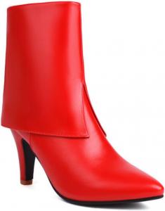 Женские короткие сапоги Ephirebra с острым носком и широким голенищем, на шпильке, с боковой молнией, удобные и элегантные, Red