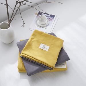 Muji Комплект постельного белья из 4 предметов в японском стиле (простыня на резинке 120 см, пододеяльник 150х200 см), цвет Ginger + Gray, из мягкого хлопка