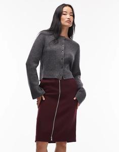 Юбка ARKET длиной до колена с застежкой-молнией бордового цвета