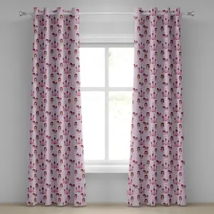 Шторы на люверсах ABAKUHAUS Fantasy, в стиле мультфильма Принцы с замком и звездой-единорогом, декоративные, двухпанельные, 280 см x 260 см, бледно-лиловый, коричнево-розовый