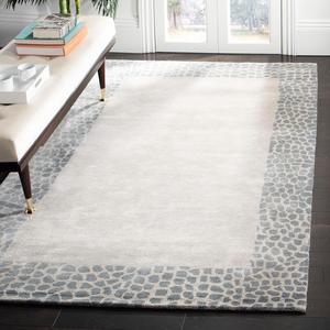 Ковер SAFAVIEH, 107 x 168 см, Soho Collection, Silver & Grey, ручной работы из шерсти, идеален для помещений с высокой проходимостью: прихожая, гостиная, спальня (SOH439B)