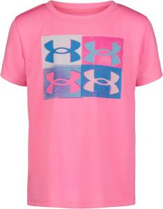 Футболка Under Armour для девочек с коротким рукавом и круглым вырезом, легкая и дышащая спортивная футболка., Fluo Pink Quad
