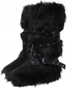 Женские высокие зимние ботинки с шнуровкой, средней высоты, с флисовой подкладкой, на плоской подошве, в стиле Y2K, теплые зимние ботинки для модного образа Generic, Black